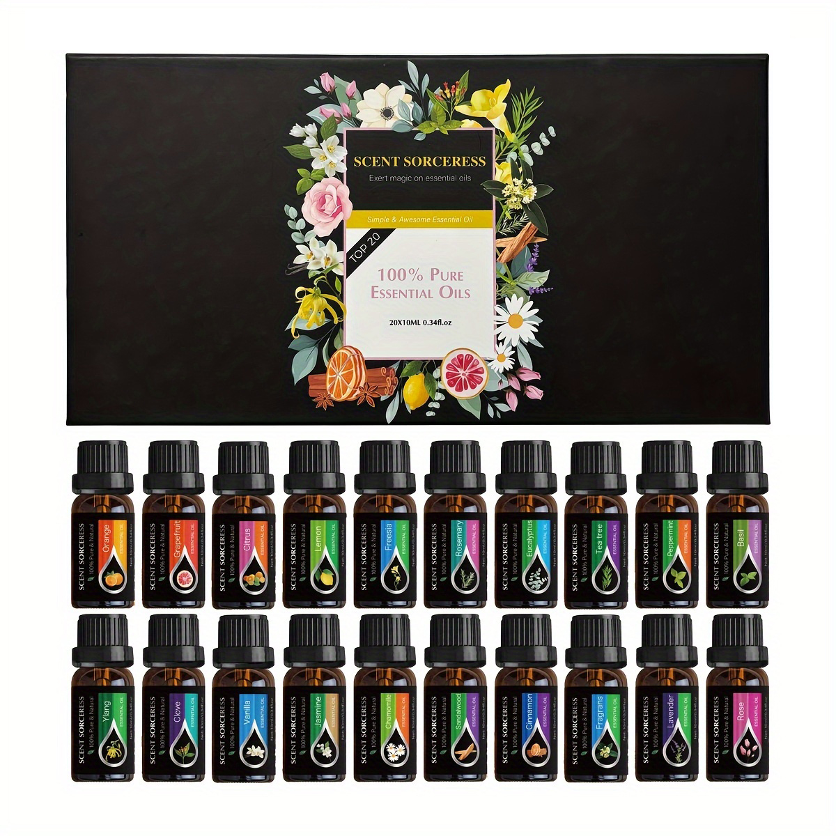 Spa Wellness Locations - 20pcs/set Black Classic Essential Oil Set