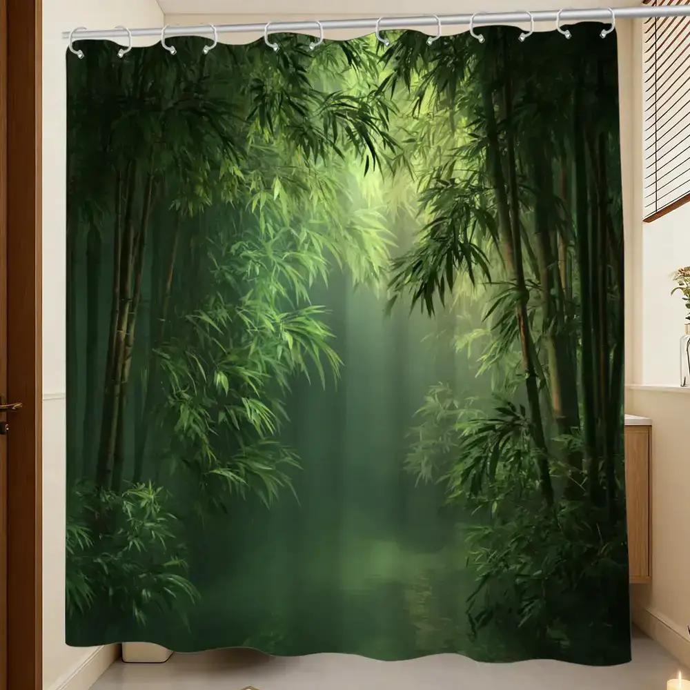 Bathroom Shower Curtain Bamboo - đánh giá và giá Spa Wellness Nature
