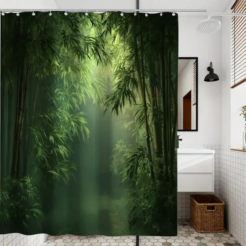 Bathroom Shower Curtain Bamboo - đánh giá và giá Spa Wellness Nature