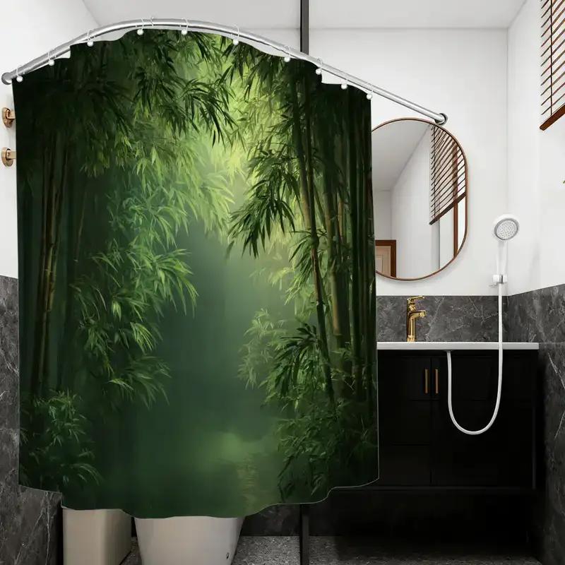 Bathroom Shower Curtain Bamboo - đánh giá và giá Spa Wellness Nature