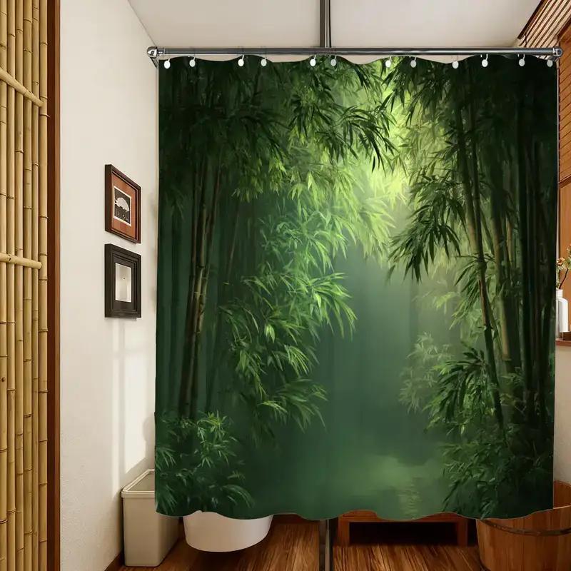 Bathroom Shower Curtain Bamboo - đánh giá và giá Spa Wellness Nature
